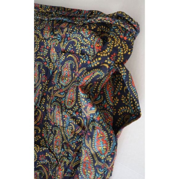 Sundance Women's Sz Medium Navy Floral/Paisley Print Cotton Wide Leg Pants - Picture 6 of 12